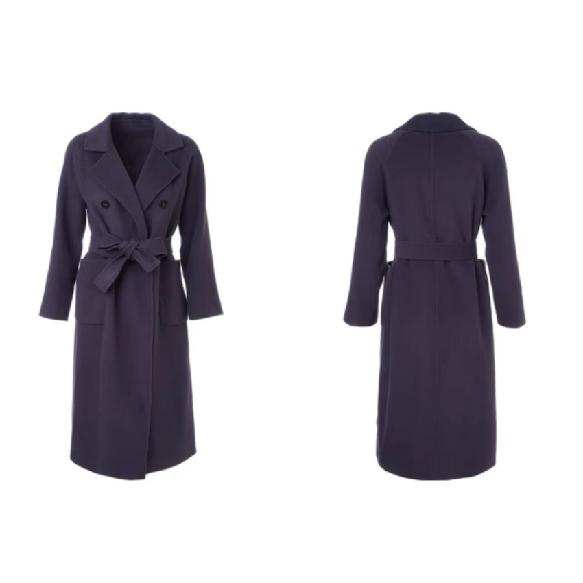 Long pure wool coat with a suit collar