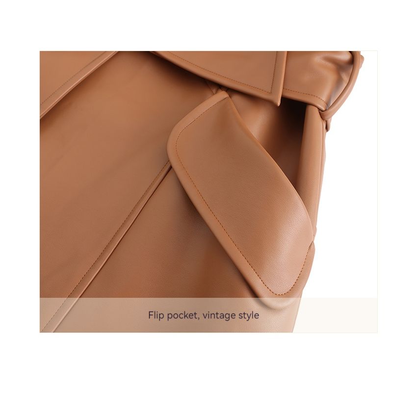 Classic modern trench coat oversized leather jacket