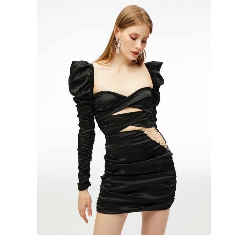Hollow Silk Sexy Backless Dress