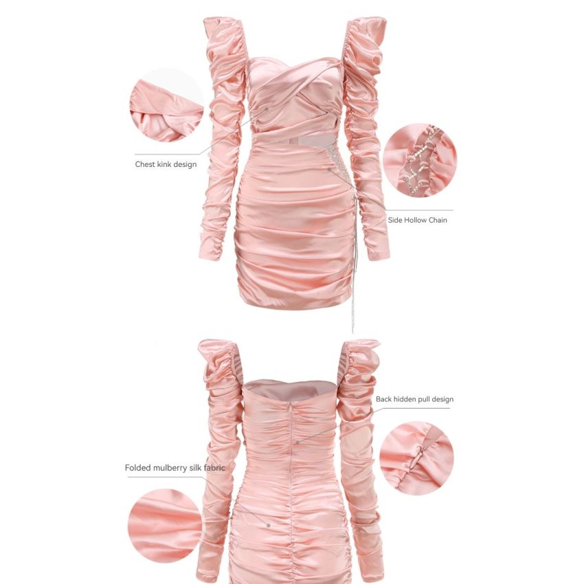 Hollow Silk Sexy Backless Dress