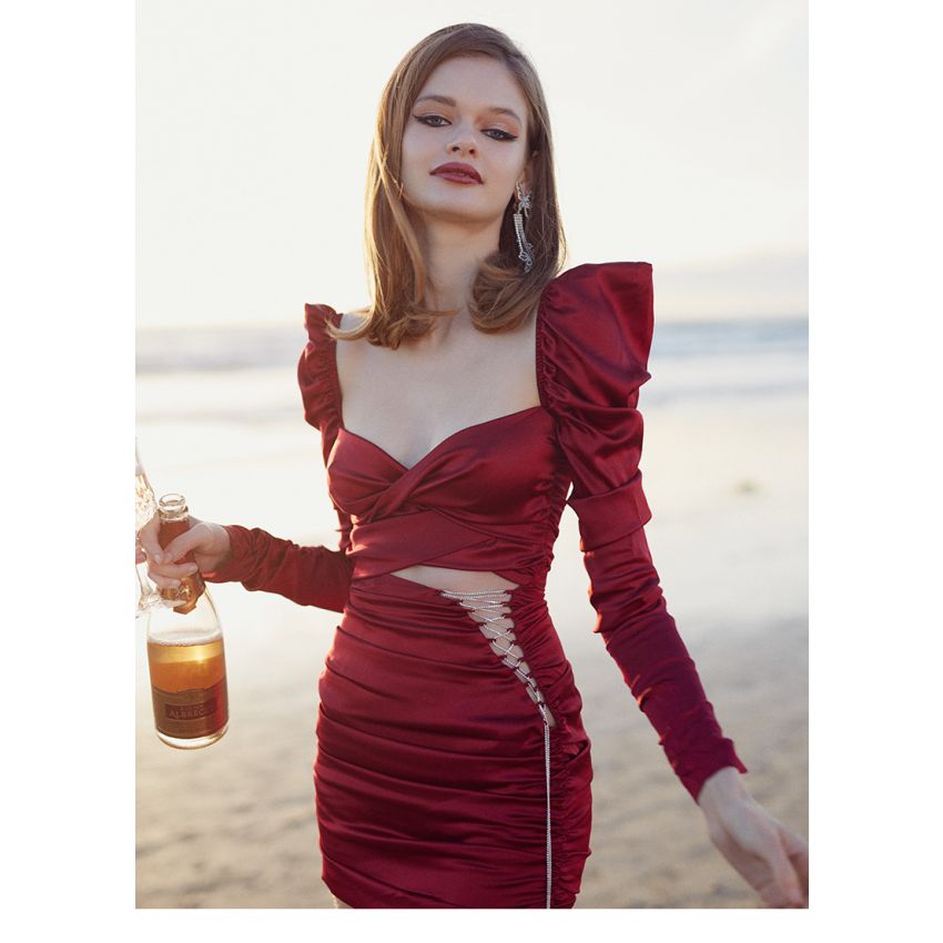 Hollow Silk Sexy Backless Dress