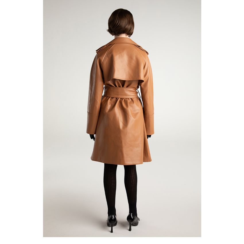 Classic modern trench coat oversized leather jacket