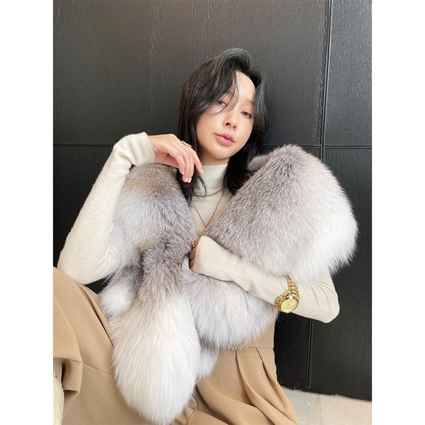 Fox Leather Large Shawl