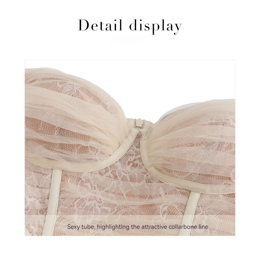 Lace mesh pleated leather dress