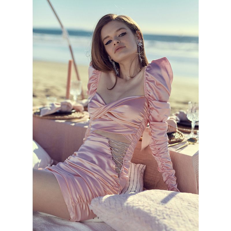 Hollow Silk Sexy Backless Dress