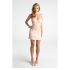 Lace mesh pleated leather dress