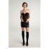 Lace mesh pleated leather dress