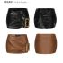 Vintage gold buckle decorative leather skirt