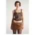 Vintage gold buckle decorative leather skirt
