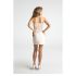 Lace mesh pleated leather dress